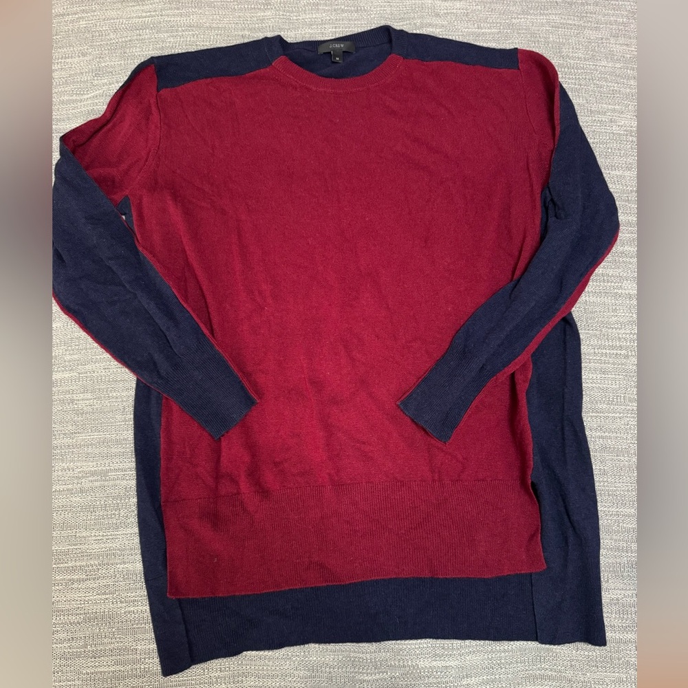 J. Crew Men's Burgundy and Navy Crewneck Sweater